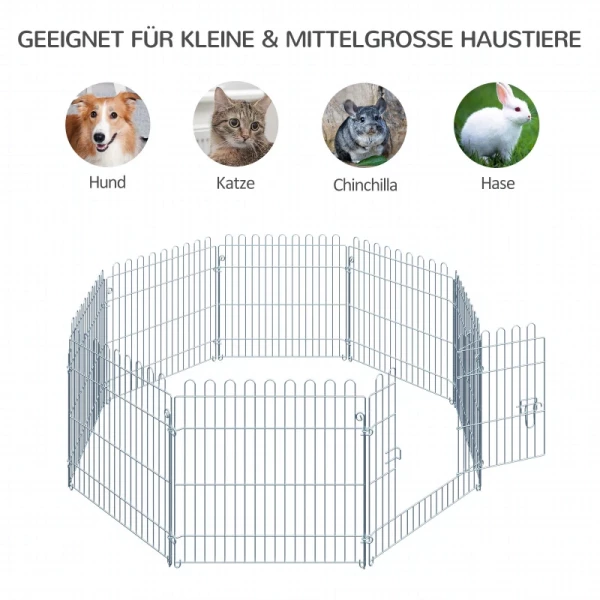  Buitenverblijf Puppyren Puppyhek Box Puppypoort Voor Dieren 8-delig B63 X H60 Cm 6