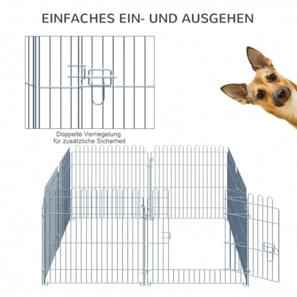  Buitenverblijf Puppyren Puppyhek Box Puppypoort Voor Dieren 8-delig B63 X H60 Cm 7