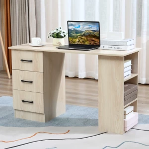  Bureau Computertafel Kantoortafel Werktafel Plank Met 3 Lades Planken Naturel 120 X 49 X 72 Cm 1