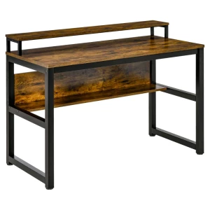  Bureau Computertafel Met Plank PC-tafel Kantoortafel Industriële Stijl Metaal Rustiek Bruin 120 X 60 X 85 Cm 1