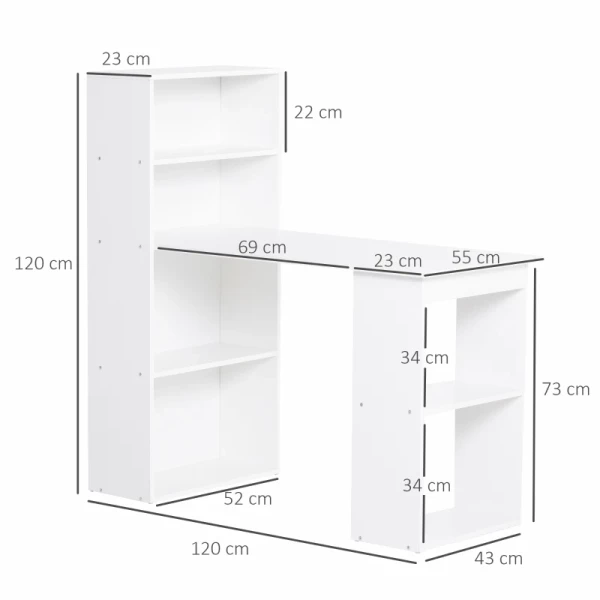  Bureau Keukentafel Met Plank Computertafel Werktafel Laptoptafel Kantoorplank Wit 120 X 55 X 120 Cm 3