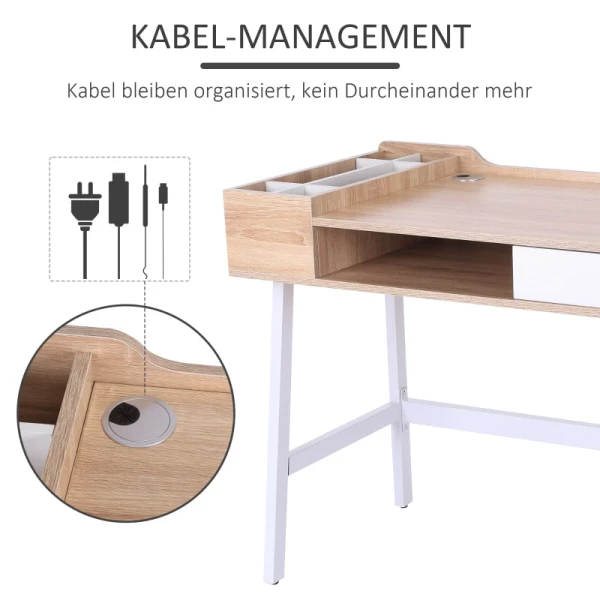  Bureau Met Opbergvak Wit Naturel 100 Cm X 55 Cm X 81,5 Cm 5