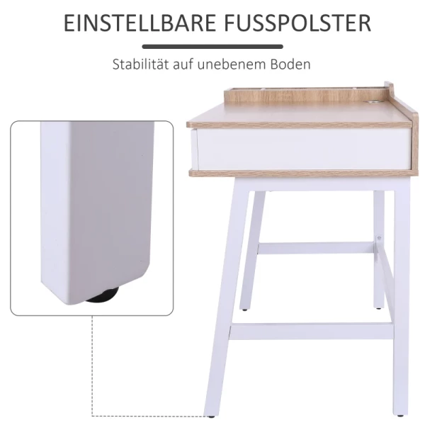  Bureau Met Opbergvak Wit Naturel 100 Cm X 55 Cm X 81,5 Cm 6