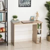  Bureau Met Plank Boekenplank Computerbureau Kantoortafel Spaanplaat Natuur + Wit 100 X 44 X 74 Cm 2