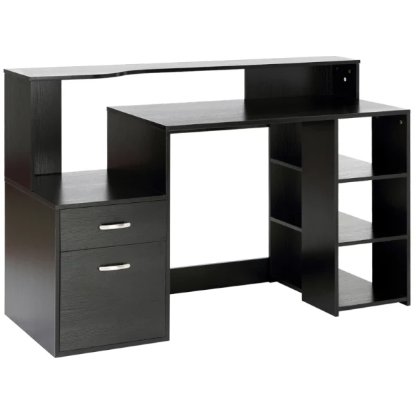 Bureau Met Plank Computertafel Kantoortafel Met Tafelblad Voor Printerlade MDF Metaal Zwart 137 X 55 X 92 Cm 1