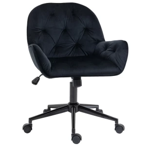  Bureaustoel, Bureaustoel, Bureaustoel, In Hoogte Verstelbare Directiestoel, Stoel, Bureaustoel, Fauteuil, Kantoor, Fluweelachtig Polyester, Zwart, 60 X 61 X 81-91 Cm 1