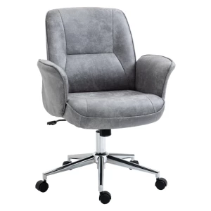  Bureaustoel, Bureaustoel, In Hoogte Verstelbare Draaistoel, Ergonomische Werkstoel Met Schommelfunctie, Modern Chic, Belastbaar Tot 120 Kg, Microvezel, Lichtgrijs, 67 X 69 X 92-102 Cm 1