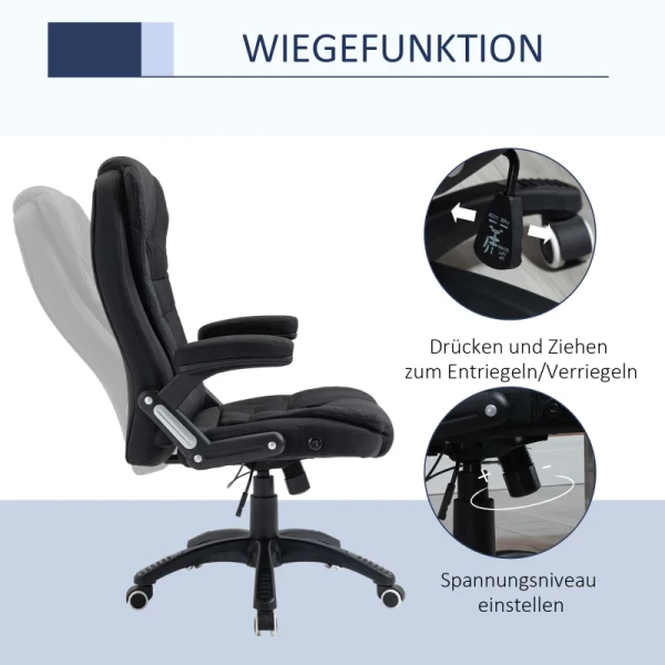  Bureaustoel Computerstoel Relax Liggend In Hoogte Verstelbare Bureaustoel Ergonomisch 360° Foam PP Kunststof Linnenachtig Polyester Zwart 65 X 72 X 100-120 Cm 5