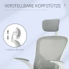  Bureaustoel Ergonomische Bureaustoel Met Wipfunctie Hoge Rugleuning Lendensteun Hoofdsteun Opklapbare Arm Home Office Grijs 65 X 64 X 114-122 Cm 8