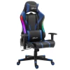  Bureaustoel LED-gamingstoel Met Armleuningen, Hoge Rugleuning En Kussen, Ergonomische Draaistoel Met Ligfunctie, Leuning Kan Worden Verhoogd, Kunstleer, Nylon, Zwart En Blauw, 70 X 57,5 ​​x 126-136 Cm 1