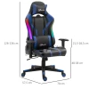  Bureaustoel LED-gamingstoel Met Armleuningen, Hoge Rugleuning En Kussen, Ergonomische Draaistoel Met Ligfunctie, Leuning Kan Worden Verhoogd, Kunstleer, Nylon, Zwart En Blauw, 70 X 57,5 ​​x 126-136 Cm 3