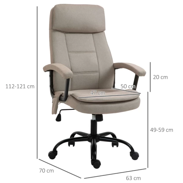  Bureaustoel Massage In Hoogte Verstelbare Directiestoel Gamestoel Met Massagefunctie Ergonomische Draaistoel Massagestoel Lendenwervelmassage Linnen Feeling Beige 63 X 70 X 112-121 Cm 3