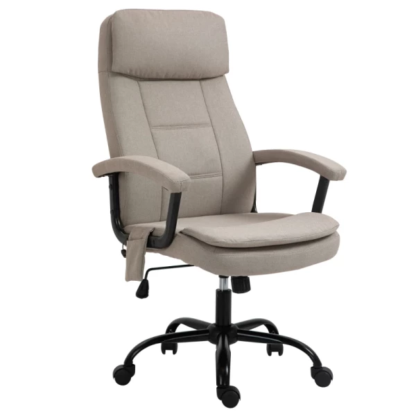 Bureaustoel Massage In Hoogte Verstelbare Directiestoel Gamestoel Met Massagefunctie Ergonomische Draaistoel Massagestoel Lendenwervelmassage Linnen Feeling Beige 63 X 70 X 112-121 Cm 1