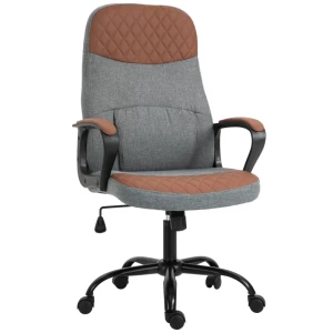  Bureaustoel Massage In Hoogte Verstelbare Directiestoel Gamestoel Met Massagefunctie Ergonomische Draaistoel Massagestoel PU Leer Staal Grijs + Bruin 60 X 70 X 109-119 Cm 1