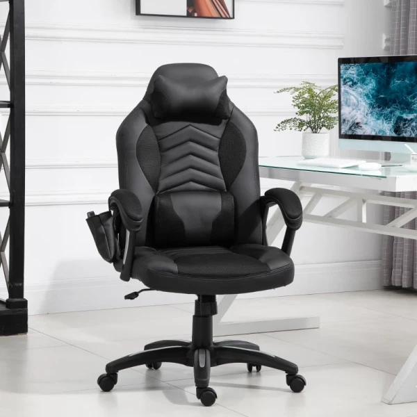  Bureaustoel Massagestoel Gamestoel Warmtefunctie 6 Vibratiepunten Gamestoelen, Imitatieleer, Lederen Stoel, 6 Vibratiepunten Ergonomisch Met Massagefunctie 2