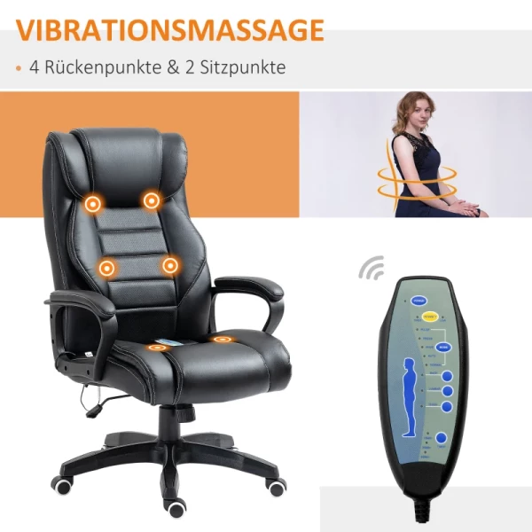  Bureaustoel Met Massage, In Hoogte Verstelbare Directiestoel, Ergonomische Draaistoel, Gamestoel, Computerstoel, Massagestoel, 6 Vibratiepunten, Linnen Gevoel, Verstelbaar, Zwart, 66 X 78 X 112-120 Cm 4