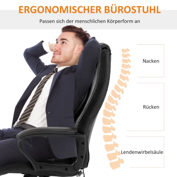  Bureaustoel Met Massage, In Hoogte Verstelbare Directiestoel, Ergonomische Draaistoel, Gamestoel, Computerstoel, Massagestoel, 6 Vibratiepunten, Linnen Gevoel, Verstelbaar, Zwart, 66 X 78 X 112-120 Cm 5