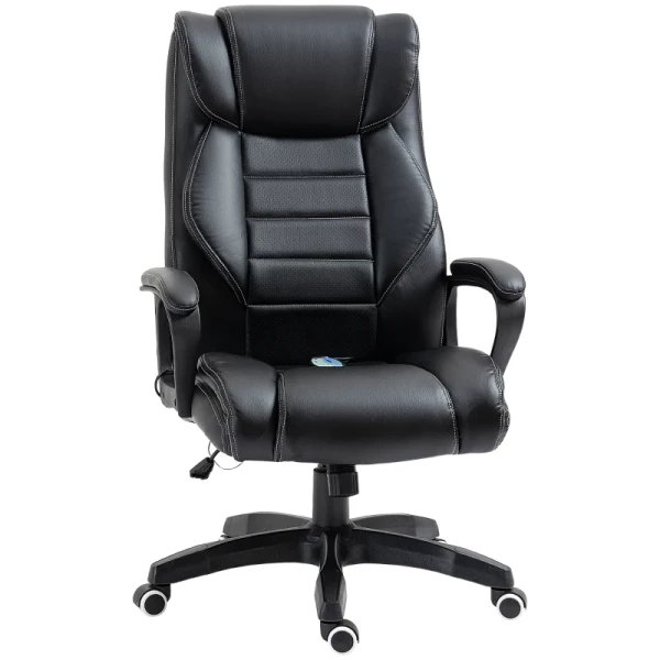 Bureaustoel Met Massage, In Hoogte Verstelbare Directiestoel, Ergonomische Draaistoel, Gamestoel, Computerstoel, Massagestoel, 6 Vibratiepunten, Linnen Gevoel, Verstelbaar, Zwart, 66 X 78 X 112-120 Cm 1