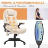  Bureaustoel Met Massagefunctie Warmtefunctie In Hoogte Verstelbare Kantelfunctie Massage Bureaustoel Creme Wit + Zwart 4