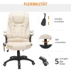  Bureaustoel Met Massagefunctie Warmtefunctie In Hoogte Verstelbare Kantelfunctie Massage Bureaustoel Creme Wit + Zwart 5