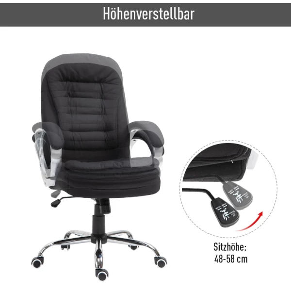  Bureaustoel Werkstoel Bureaustoel Draaistoel 360° Ergonomische Schommelfunctie In Hoogte Verstelbaar Zwart Linnen 64 X 75 X 111-121 Cm 4