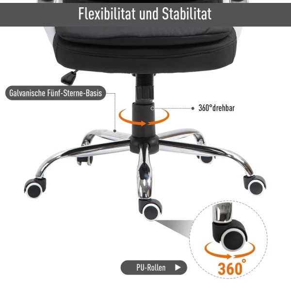  Bureaustoel Werkstoel Bureaustoel Draaistoel 360° Ergonomische Schommelfunctie In Hoogte Verstelbaar Zwart Linnen 64 X 75 X 111-121 Cm 5