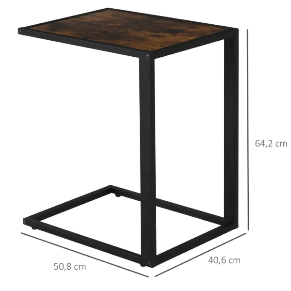  C-vormige Bijzettafel, Salontafel, Statafel, Metaal MDF, Rustiek Bruin, 40,6 X 50,8 X 64,2 Cm 3