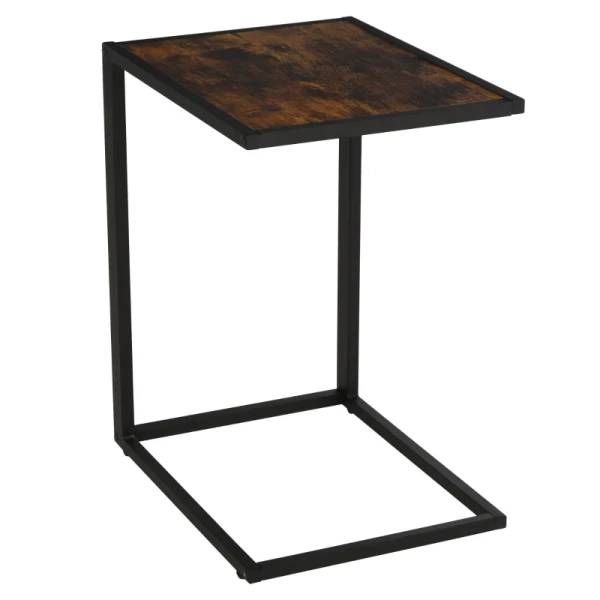 C-vormige Bijzettafel, Salontafel, Statafel, Metaal MDF, Rustiek Bruin, 40,6 X 50,8 X 64,2 Cm 1