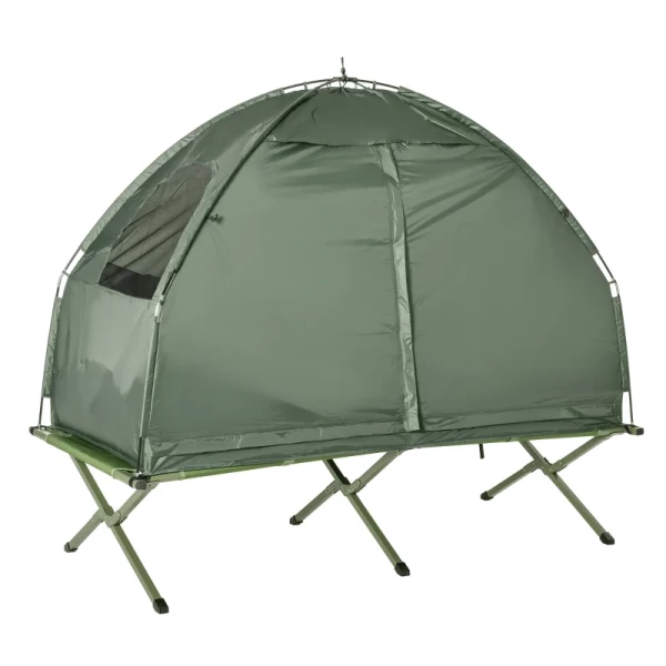  Camping Tent Set Met Kampeerbed, Slaapzak En Matras Donkergroen 11