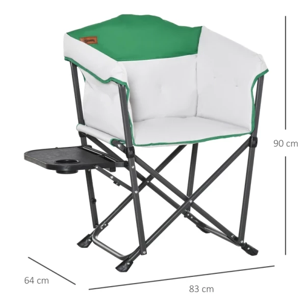  Campingstoel Inklapbare Regisseursstoel Tafel Met Bekerhouder Draagbaar Oxford-stof 83 X 64 X 90 Cm Wit+groen 3