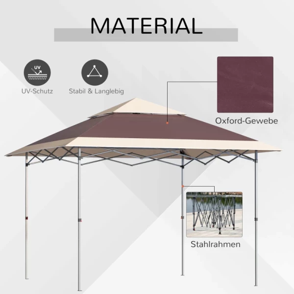  Canopy Gazebo Pop-up Tent Gazebo Tas Op Wielen Oxford Stof 12x12 Ft Donkerbruin + Kaki 4