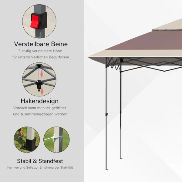  Canopy Gazebo Pop-up Tent Gazebo Tas Op Wielen Oxford Stof 12x12 Ft Donkerbruin + Kaki 5