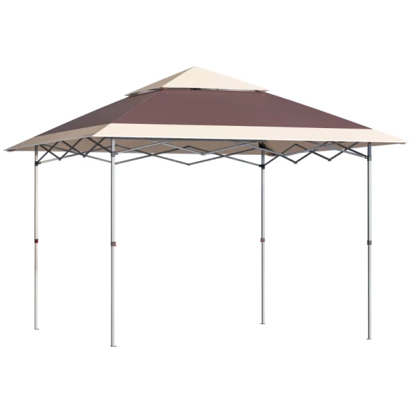 Canopy Gazebo Pop-up Tent Gazebo Tas Op Wielen Oxford Stof 12x12 Ft Donkerbruin + Kaki 1