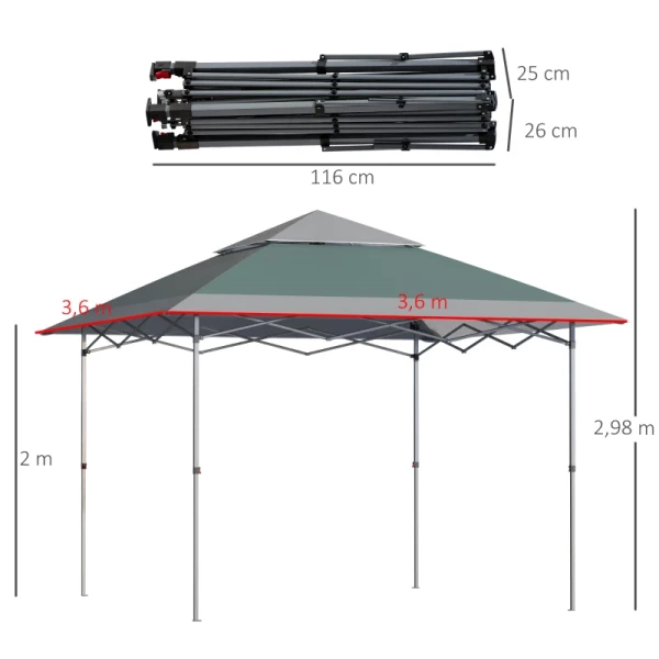  Canopy Gazebo Pop-up Tent Gazebo Tas Op Wielen Oxford Stof 12x12 Ft Groen 3