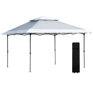  Canopy Gazebo Pop-up Tent Gazebo Tas Op Wieltjes Oxford-stof 3,5 M X 3,5 M Lichtgrijs+wit 1