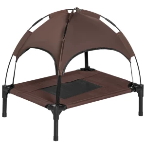  Canopy Huisdier Bed Opvouwbare Hondenligstoel Outdoor Hondenbed Mesh Stof Bruin + Zwart 1