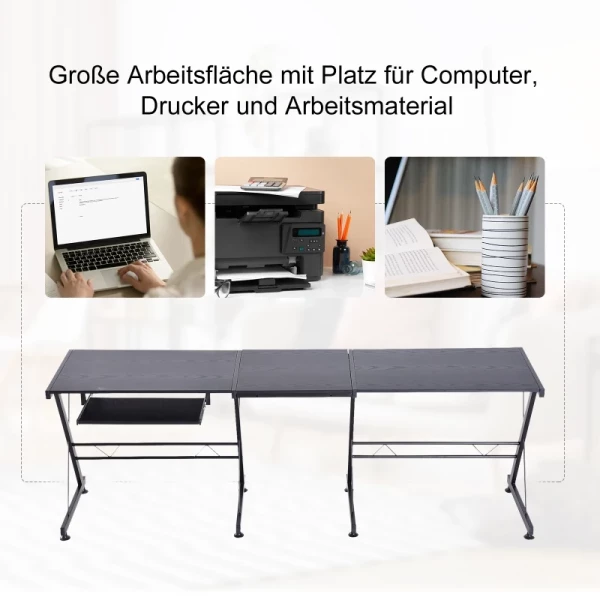  Computerbureau Flexibele Werkplek MDF Staal Zwart 210 X 50 X 73,5 Cm 5