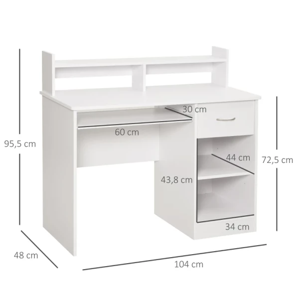  Computerbureau Kantoortafel Speeltafel PC-tafel Met Lade E1 Spaanplaat Wit 104 X 48 X 95,5 Cm 3