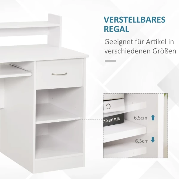  Computerbureau Kantoortafel Speeltafel PC-tafel Met Lade E1 Spaanplaat Wit 104 X 48 X 95,5 Cm 5