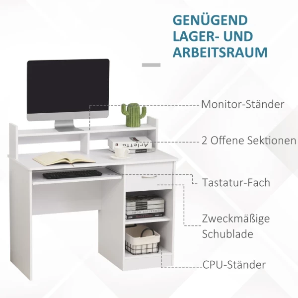  Computerbureau Kantoortafel Speeltafel PC-tafel Met Lade E1 Spaanplaat Wit 104 X 48 X 95,5 Cm 6