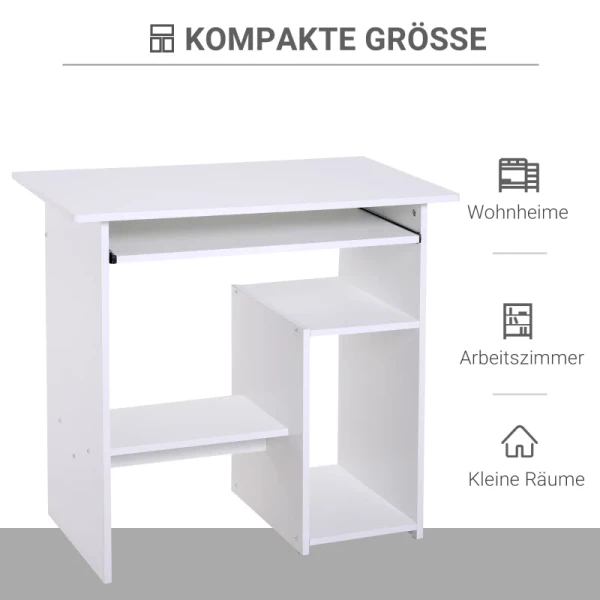  Computertafel, Bureau, Kantoortafel, Speeltafel, Kinderbureau, Pc-tafel, Wit, 80 X 45 X 75 Cm 5