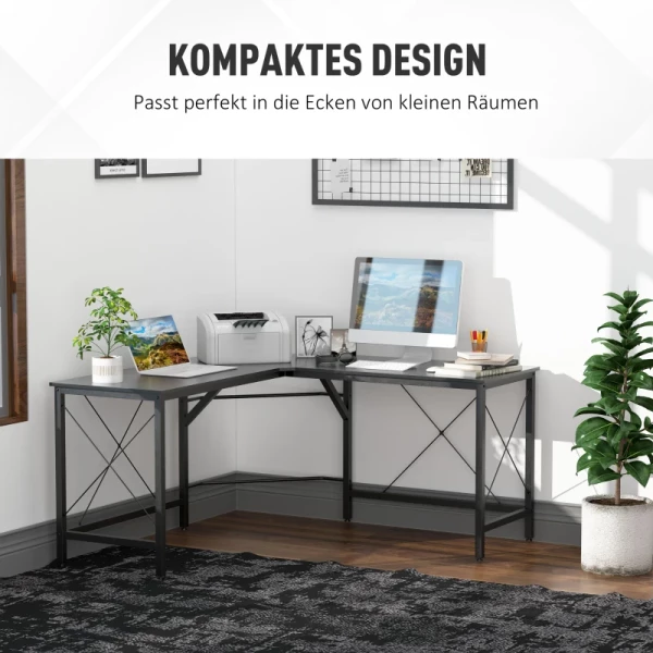  Computertafel L-vorm Hoekbureau MDF Zwart 150 X 150 X 76 Cm 4