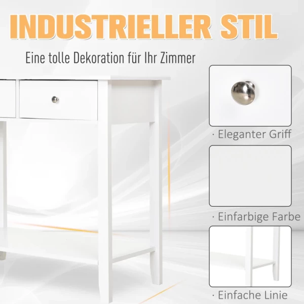  Consoletafel, Haltafel, Bijzettafel Met 2 Laden, Dressoir, Entree, Massief Hout, 80 X 40 X 75 Cm 7