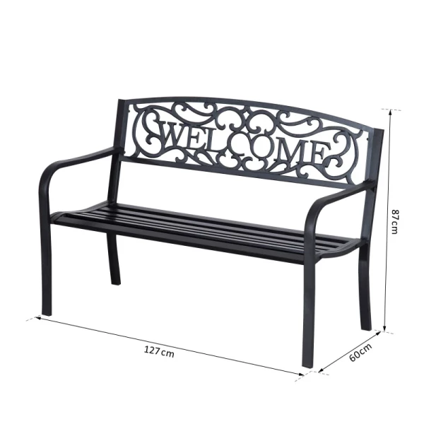  Decoratieve Tuinbank Voor 2 Personen, Ijzer, Zwart, 127 X 60 X 87 Cm 3