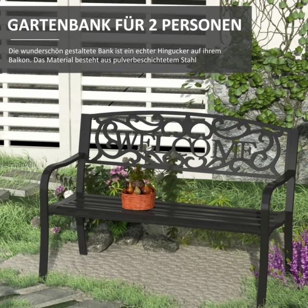  Decoratieve Tuinbank Voor 2 Personen, Ijzer, Zwart, 127 X 60 X 87 Cm 5