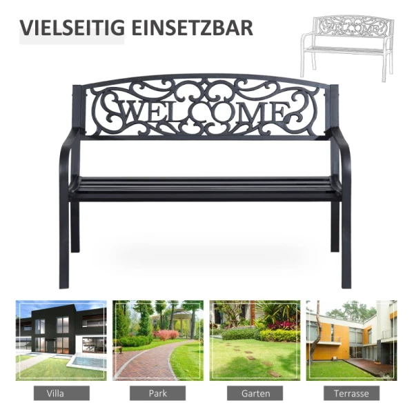  Decoratieve Tuinbank Voor 2 Personen, Ijzer, Zwart, 127 X 60 X 87 Cm 6