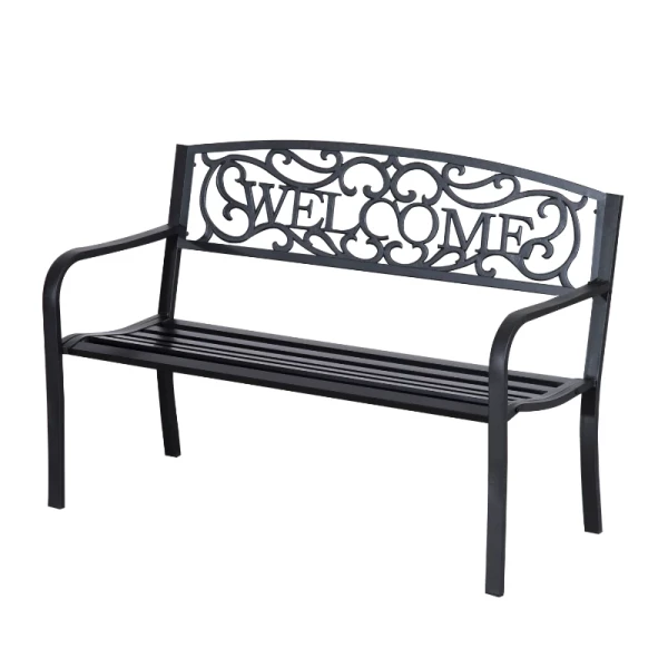 Decoratieve Tuinbank Voor 2 Personen, Ijzer, Zwart, 127 X 60 X 87 Cm 1