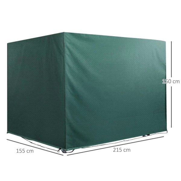 ® Dekzeil Beschermhoes Tuinmeubelhoes Waterdicht UV-bescherming PE Groen 215 X 155 X 150 Cm 3