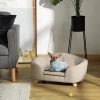  Dierensofa Hondenmat Hondenbed Hondensofa Hondensofa Kattensofa Met Kussen Achterzak Foam Pluche Grenen Hout Creme Wit 70 X 47 X 30 Cm 2