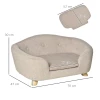  Dierensofa Hondenmat Hondenbed Hondensofa Hondensofa Kattensofa Met Kussen Achterzak Foam Pluche Grenen Hout Creme Wit 70 X 47 X 30 Cm 3